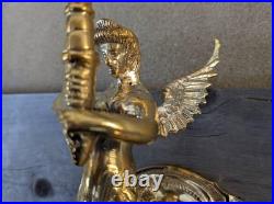 Angel Mermaid Wall Lamp Brass & Glass Globe Art Deco Ocean Mermaid Sconce