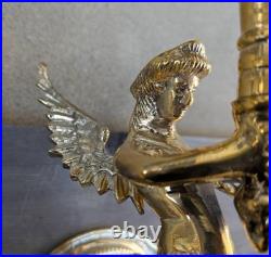 Angel Mermaid Wall Lamp Brass & Glass Globe Art Deco Ocean Mermaid Sconce