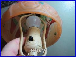 Antiique Reverse Painted Art Deco Petite Lamp