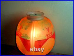 Antiique Reverse Painted Art Deco Petite Lamp