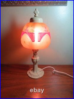 Antiique Reverse Painted Art Deco Petite Lamp