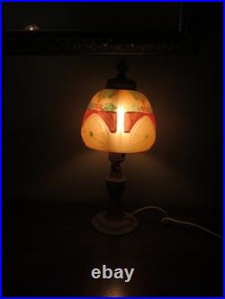 Antiique Reverse Painted Art Deco Petite Lamp