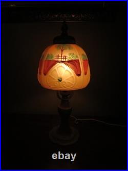 Antiique Reverse Painted Art Deco Petite Lamp