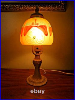 Antiique Reverse Painted Art Deco Petite Lamp