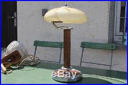 Antike Art Deco Lampe Schreibtisch Lampe Holz Metall 30er Jahre