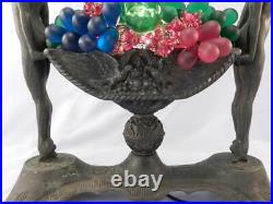 AntiqueVintage Art Deco Table LampLightNude Women & Czech Glass Fruit Bowl