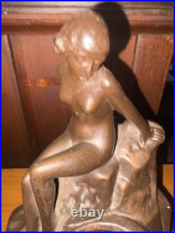 Antique 1920-30s Art deco figural female table lamp Chalkware working