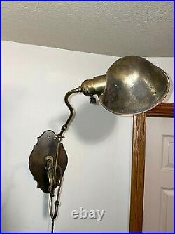 Antique 1920 Faries Brass Dental Adjustable Wall Mt. Fixture, Lamp