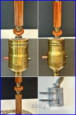 Antique 1920's Art Deco Butterscotch Bakelite Lavender Pair Of Boudoir Lamps