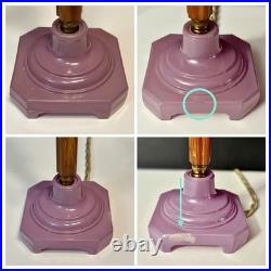 Antique 1920's Art Deco Butterscotch Bakelite Lavender Pair Of Boudoir Lamps