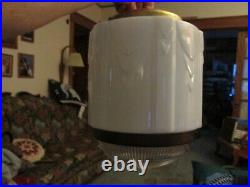 Antique 1920's Hanging Art Deco Milk Glass Skyscraper Ceiling Lamp Light Fixture