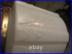 Antique 1920's Hanging Art Deco Milk Glass Skyscraper Ceiling Lamp Light Fixture