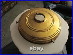 Antique 1920's Hanging Art Deco Milk Glass Skyscraper Ceiling Lamp Light Fixture