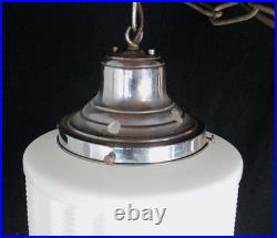 Antique 1920s 15 Art Deco Milk Glass Skyscraper Chevron Ceiling Fixture Light