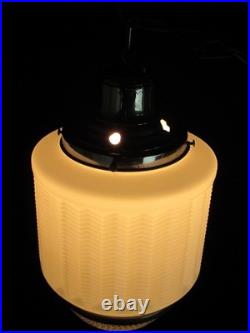 Antique 1920s 15 Art Deco Milk Glass Skyscraper Chevron Ceiling Fixture Light