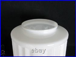 Antique 1920s 15 Art Deco Milk Glass Skyscraper Chevron Ceiling Fixture Light