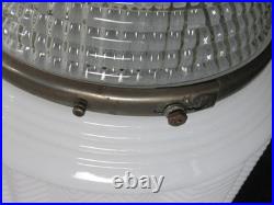 Antique 1920s 15 Art Deco Milk Glass Skyscraper Chevron Ceiling Fixture Light