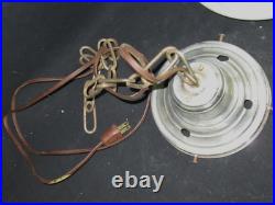 Antique 1920s 15 Art Deco Milk Glass Skyscraper Chevron Ceiling Fixture Light