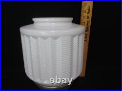 Antique 1920s 15 Art Deco Milk Glass Skyscraper Chevron Ceiling Fixture Light