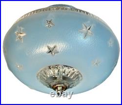 Antique 1920s-1930s Art Deco Nouveau Federal Stars Blue Ceiling Light Fixture