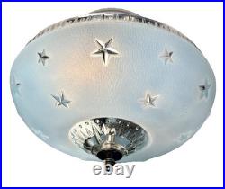 Antique 1920s-1930s Art Deco Nouveau Federal Stars Blue Ceiling Light Fixture