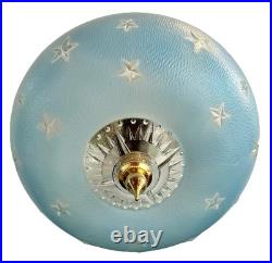 Antique 1920s-1930s Art Deco Nouveau Federal Stars Blue Ceiling Light Fixture
