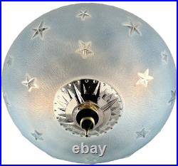 Antique 1920s-1930s Art Deco Nouveau Federal Stars Blue Ceiling Light Fixture