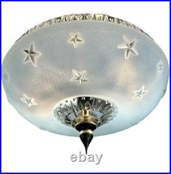 Antique 1920s-1930s Art Deco Nouveau Federal Stars Blue Ceiling Light Fixture