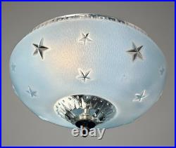 Antique 1920s-1930s Art Deco Nouveau Federal Stars Blue Ceiling Light Fixture Antique 1920s-1930s Art Deco Nouveau Federal Stars Blue Ceiling Light Fixture