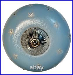 Antique 1920s-1930s Art Deco Nouveau Federal Stars Blue Ceiling Light Fixture