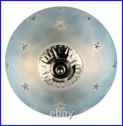 Antique 1920s-1930s Art Deco Nouveau Federal Stars Blue Ceiling Light Fixture