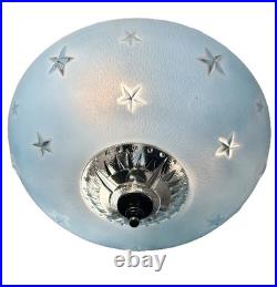 Antique 1920s-1930s Art Deco Nouveau Federal Stars Blue Ceiling Light Fixture