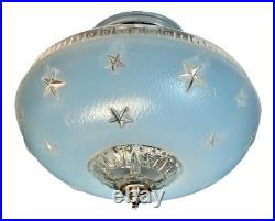 Antique 1920s-1930s Art Deco Nouveau Federal Stars Blue Ceiling Light Fixture