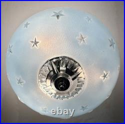 Antique 1920s-1930s Art Deco Nouveau Federal Stars Blue Ceiling Light Fixture