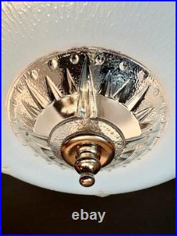 Antique 1920s-1930s Art Deco Nouveau Federal Stars Blue Ceiling Light Fixture