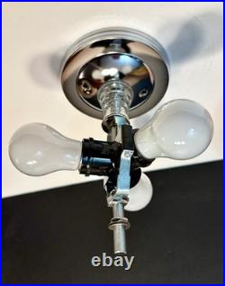 Antique 1920s-1930s Art Deco Nouveau Federal Stars Blue Ceiling Light Fixture