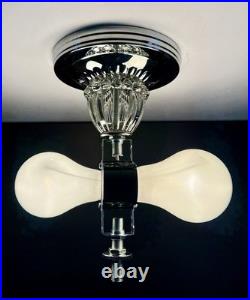 Antique 1920s-1930s Art Deco Nouveau Federal Stars Blue Ceiling Light Fixture