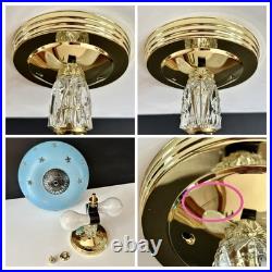 Antique 1920s-1930s Art Deco Nouveau Federal Stars Blue Ceiling Light Fixture