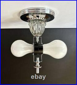 Antique 1920s-1930s Art Deco Nouveau Federal Stars Blue Ceiling Light Fixture