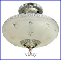 Antique 1920s-1930s Art Deco Nouveau Federal Stars White Ceiling Light Fixture