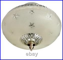 Antique 1920s-1930s Art Deco Nouveau Federal Stars White Ceiling Light Fixture