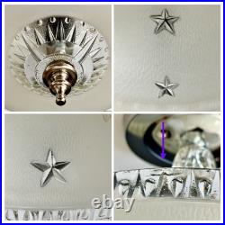 Antique 1920s-1930s Art Deco Nouveau Federal Stars White Ceiling Light Fixture