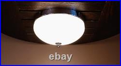 Antique 1920s 1930s Art Deco White & Chrome Gatsby Machine Age Ceiling light Vtg