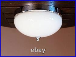Antique 1920s 1930s Art Deco White & Chrome Gatsby Machine Age Ceiling light Vtg