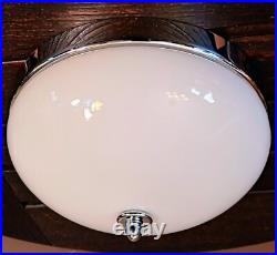 Antique 1920s 1930s Art Deco White & Chrome Gatsby Machine Age Ceiling light Vtg