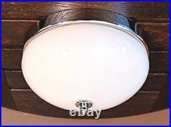 Antique 1920s 1930s Art Deco White & Chrome Gatsby Machine Age Ceiling light Vtg