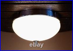 Antique 1920s 1930s Art Deco White & Chrome Gatsby Machine Age Ceiling light Vtg