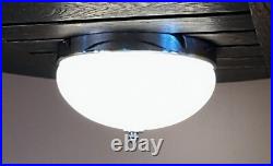 Antique 1920s 1930s Art Deco White & Chrome Gatsby Machine Age Ceiling light Vtg