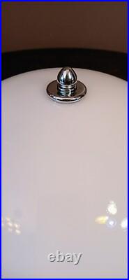 Antique 1920s 1930s Art Deco White & Chrome Gatsby Machine Age Ceiling light Vtg
