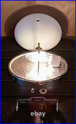 Antique 1920s 1930s Art Deco White & Chrome Gatsby Machine Age Ceiling light Vtg